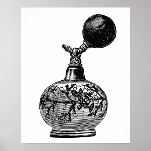 白黒ヴィンテージ香料イラストレーション ポスター (正面)