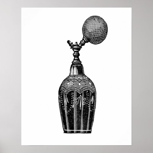 白黒ヴィンテージ香料イラストレーション ポスター (正面)