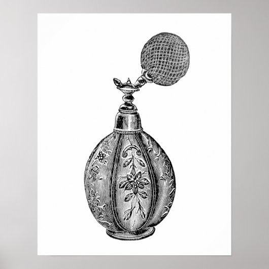 白黒ヴィンテージ香料イラストレーション ポスター (正面)