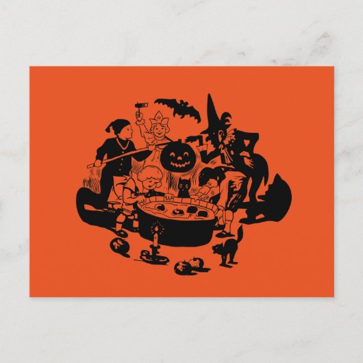 白黒ヴィンテージApple Bobbing ポストカード (正面)