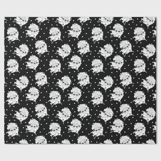 白黒ヴェネツィアカーニバルマスクパターン(の模様が)ある ラッピングペーパー (フラット)