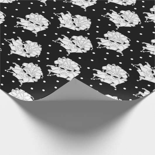 白黒ヴェネツィアカーニバルマスクパターン(の模様が)ある ラッピングペーパー (角)