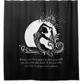 白黒一足歩行キングピジョンヨガポーズロゴ シャワーカーテン