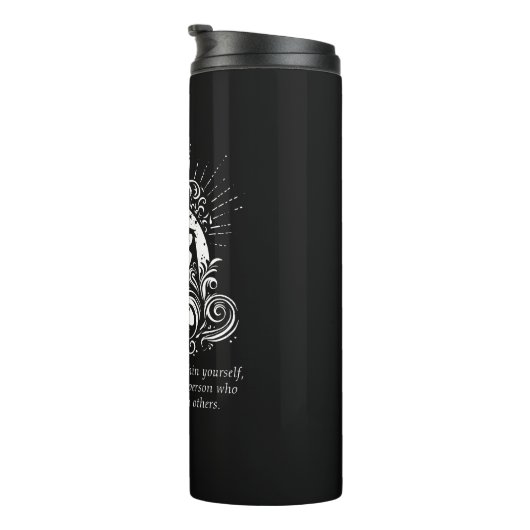 白黒一足歩行キングピジョンヨガポーズロゴ タンブラー (回転右)