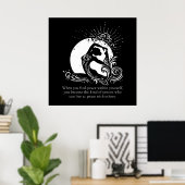 白黒一足歩行キングピジョンヨガポーズロゴ ポスター (ホームオフィス)