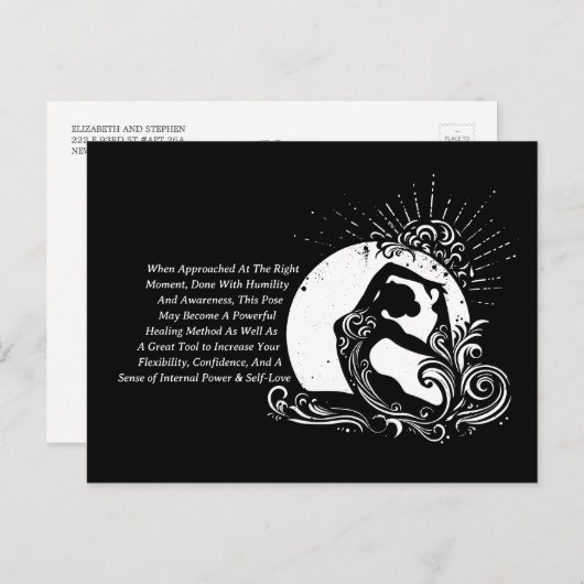 白黒一足歩行キングピジョンヨガポーズロゴ ポストカード (正面/裏面)