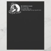 白黒一足歩行キングピジョンヨガポーズロゴ レターヘッド (正面)