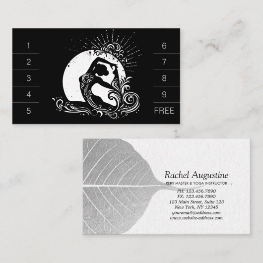 白黒一足歩行キングピジョンヨガポーズロゴ ロイヤリティカード (正面/裏面)