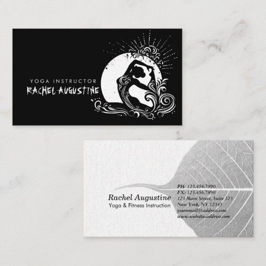 白黒一足歩行キングピジョンヨガポーズロゴ 名刺 (正面/裏面)