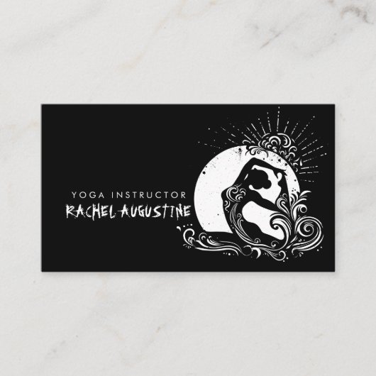 白黒一足歩行キングピジョンヨガポーズロゴ 名刺 (正面)