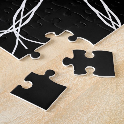 白黒万華鏡のように千変万化するパターン星 ジグソーパズル (側面)