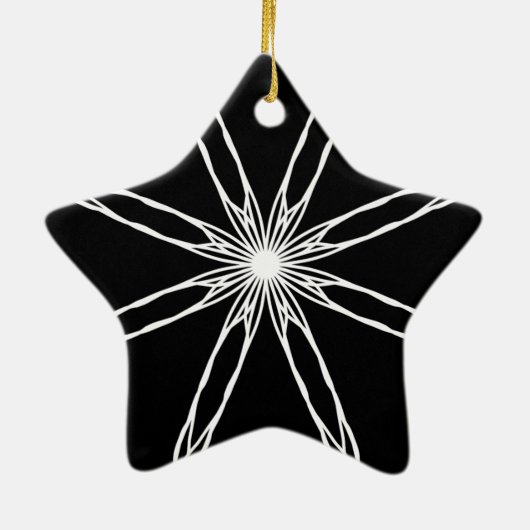 白黒万華鏡のように千変万化するパターン星 セラミックオーナメント (裏面)