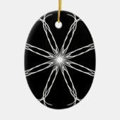 白黒万華鏡のように千変万化するパターン星 セラミックオーナメント (正面)