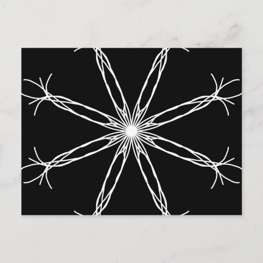 白黒万華鏡のように千変万化するパターン星 ポストカード (正面)