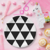 白黒三角パターン ペーパープレート (パーティー)