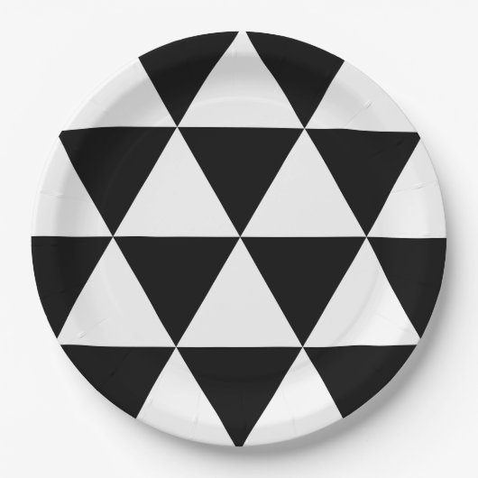 白黒三角パターン ペーパープレート (正面)