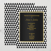 白黒三角形パタモダンーン結婚金ゴールド 招待状 (正面/裏面)