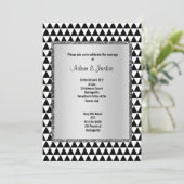 白黒三角形パターモダンングリッター 招待状 (スタンド正面)