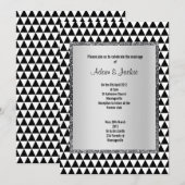 白黒三角形パターモダンングリッター 招待状 (正面/裏面)