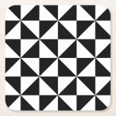 白黒三角形パターン スクエアペーパーコースター (正面)