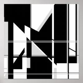 白黒三角形抽象芸術ラビリンスデザイン ポスター