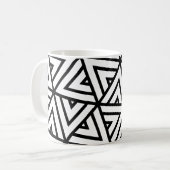 白黒三角形6角形モノクロパターン コーヒーマグカップ (正面左)