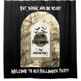 白黒不気味こうもりスパイダーハッピーハローウィン シャワーカーテン