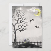 白黒不気味な衣装パーティー不気味ハロウィン 招待状 (裏面)