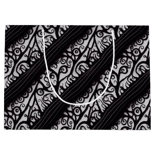 白黒不気味ゴシッククリスマス抱き枕 ラージペーパーバッグ (正面)