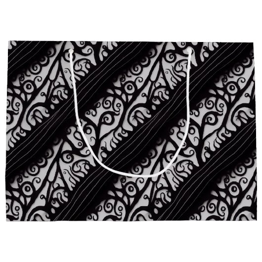 白黒不気味ゴシッククリスマス抱き枕 ラージペーパーバッグ (裏面)