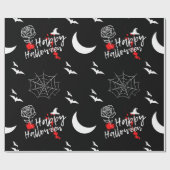 白黒不気味ハッピーハローウィン ラッピングペーパー (フラット)