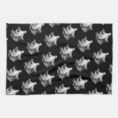 白黒不気味幽霊付きハロウィーン キッチンタオル (横)