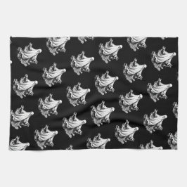白黒不気味幽霊付きハロウィーン キッチンタオル