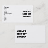 白黒世界のベスト米国東部標準時刻Granma 名刺 (正面/裏面)