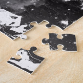 白黒世界地図の銀河系 ジグソーパズル (側面)