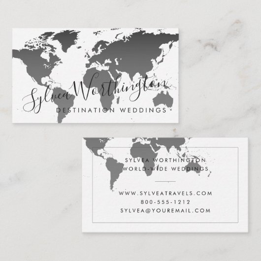 白黒世界地図旅行業 名刺 (正面/裏面)