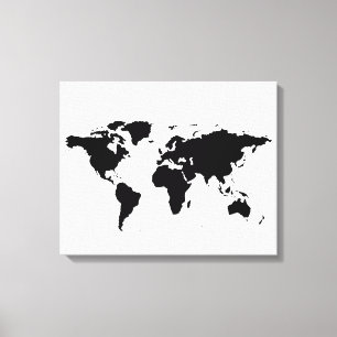 白黒世界地図 キャンバスプリント