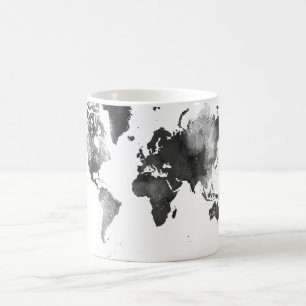 白黒世界地図 コーヒーマグカップ