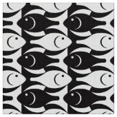 白黒世紀半ばのモダンな魚 ファブリック (クローズアップ)