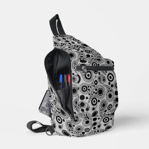 白黒丸ドットペイズリースタイルパターン スリングバッグ