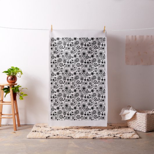 白黒丸ドットペイズリースタイルパターン ファブリック (インサイチュ)