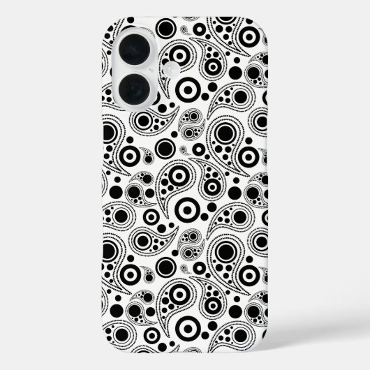 白黒丸ドットペイズリースタイルパターン Case-Mate iPhoneケース (裏面)