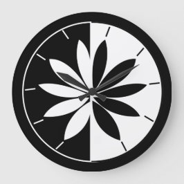 白黒丸フローラルパターン ラージ壁時計