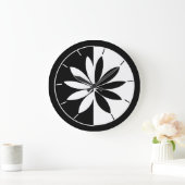 白黒丸フローラルパターン ラージ壁時計 (ホーム)
