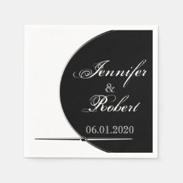 白黒丸モダンポーズナ結婚プキン スタンダードカクテルナプキン
