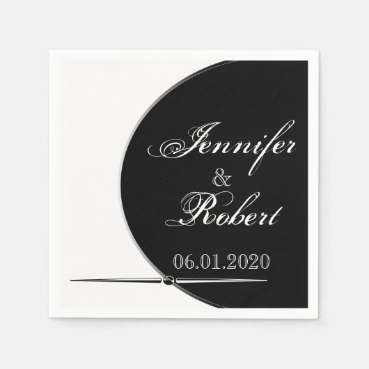 白黒丸モダンポーズナ結婚プキン スタンダードカクテルナプキン (正面)