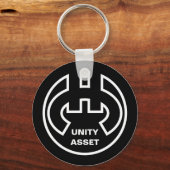 白黒丸ユーロ通貨記号 キーホルダー (正面)