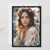 白黒予測できなお洒落スクライブル30誕生日 招待状 (裏面)