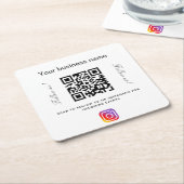 白黒事業名qrコードインスタグラム スクエアペーパーコースター (アングル)