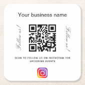 白黒事業名qrコードインスタグラム スクエアペーパーコースター (正面)